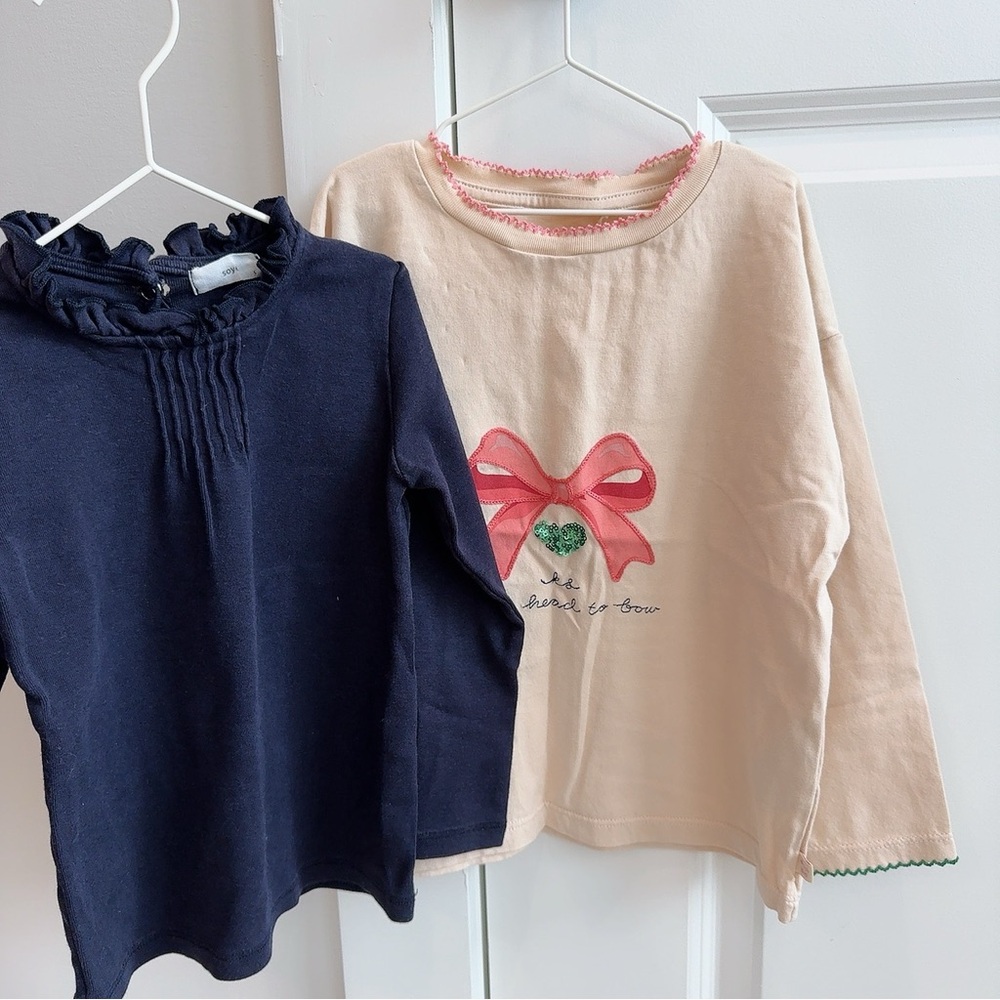 Navy and Cream Kids Tops Set